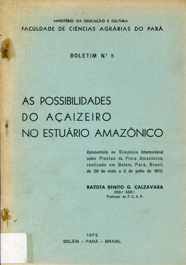 Possibilidades do Açaizeiro no Estuário Amazônico, As - 630 CAL